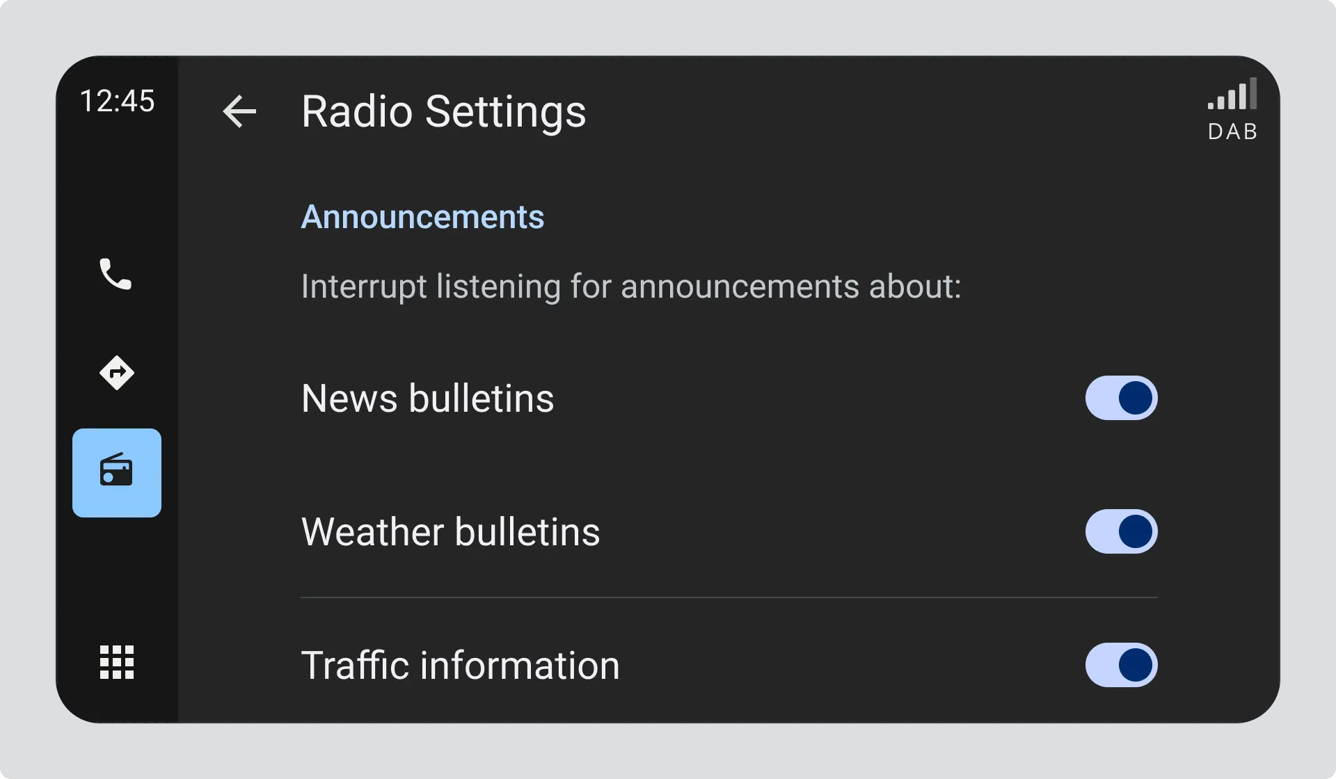 Radio Settings Configuration